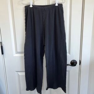 Skims Wide Leg Waffle Knit Pull On Grey Lounge Pants Size Small